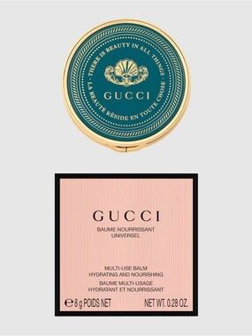 Gucci Teal and Gold Decorative Compact Balm and Case